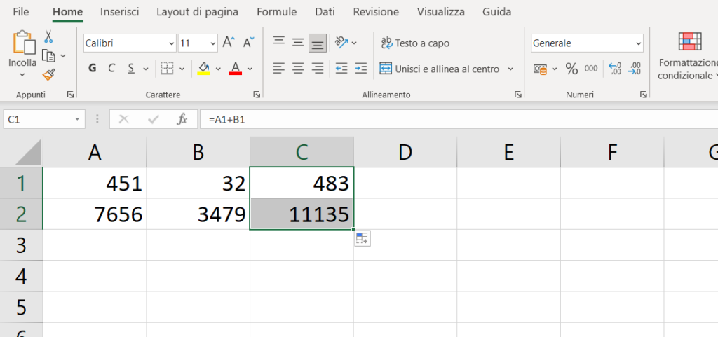 excel trascinamento